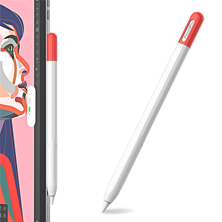 For Apple Pencil Pro Silicone Sleeve Color Splicing Stylus Pen Protective Skin Cover - White+Red