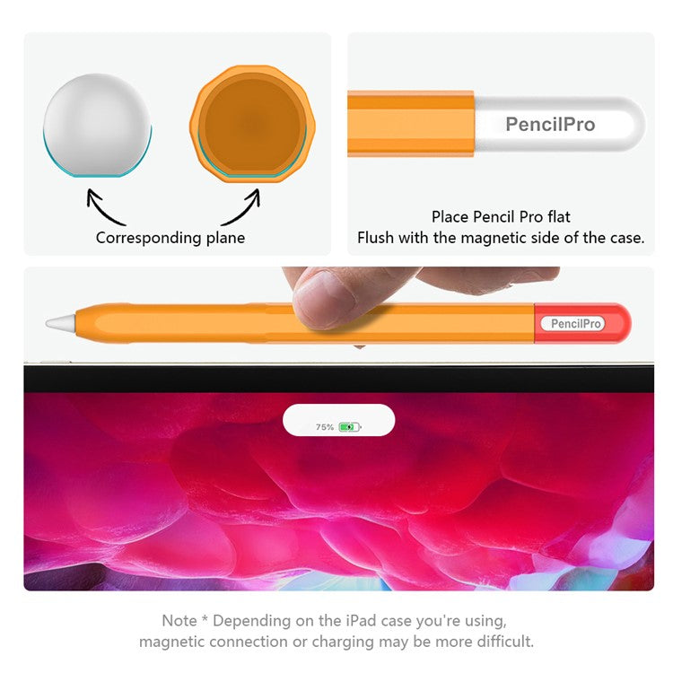 For Apple Pencil Pro Silicone Sleeve Color Splicing Stylus Pen Protective Skin Cover - Pink+Purple