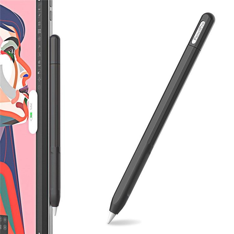 For Apple Pencil Pro Silicone Sleeve Color Splicing Stylus Pen Protective Skin Cover - Black