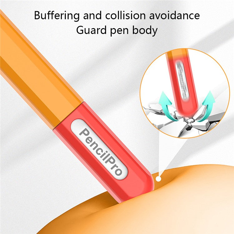 For Apple Pencil Pro Silicone Sleeve Color Splicing Stylus Pen Protective Skin Cover - Black