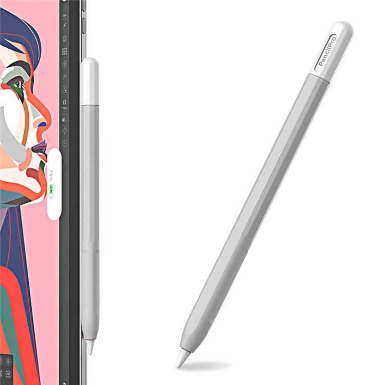 For Apple Pencil Pro Silicone Sleeve Color Splicing Stylus Pen Protective Skin Cover - Grey+White