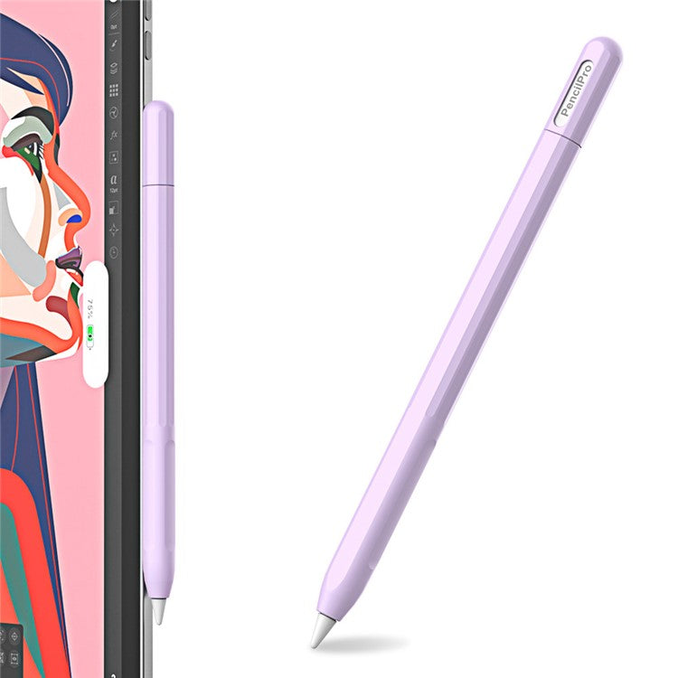 For Apple Pencil Pro Silicone Sleeve Color Splicing Stylus Pen Protective Skin Cover - Purple
