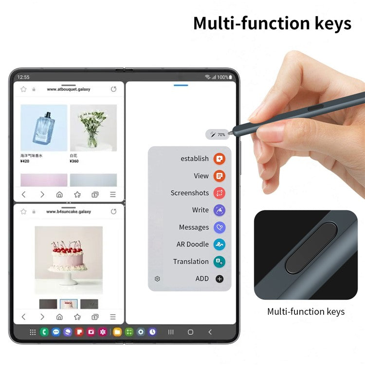 For Samsung Galaxy Z Fold6 5G / Z Fold5 5G / Z Fold4 5G / Z Fold3 5G Electromagnetic Pen Stylus with Pen Slot - Dark Grey