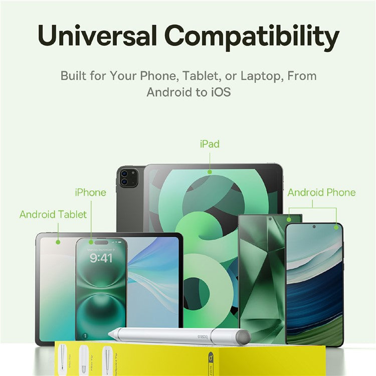 BASEUS Smooth Writing III 3-in-1 Passive Stylus Touch Screen Pen Non-Magnetic Version - White