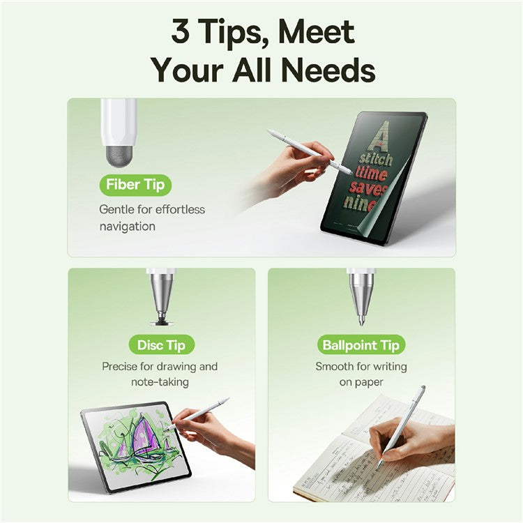 BASEUS Smooth Writing III 3-in-1 Passive Stylus Touch Screen Pen Magnetic Version - White