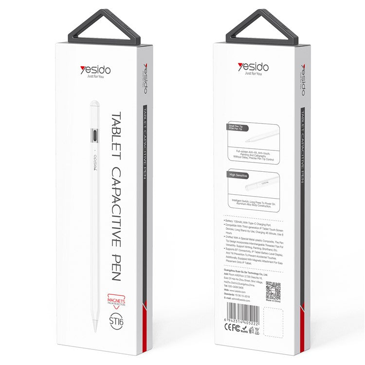 YESIDO ST16 For iPad Capacitive Pen Touch Screen Tablet Painting Writing Palm Rejection Stylus Pen