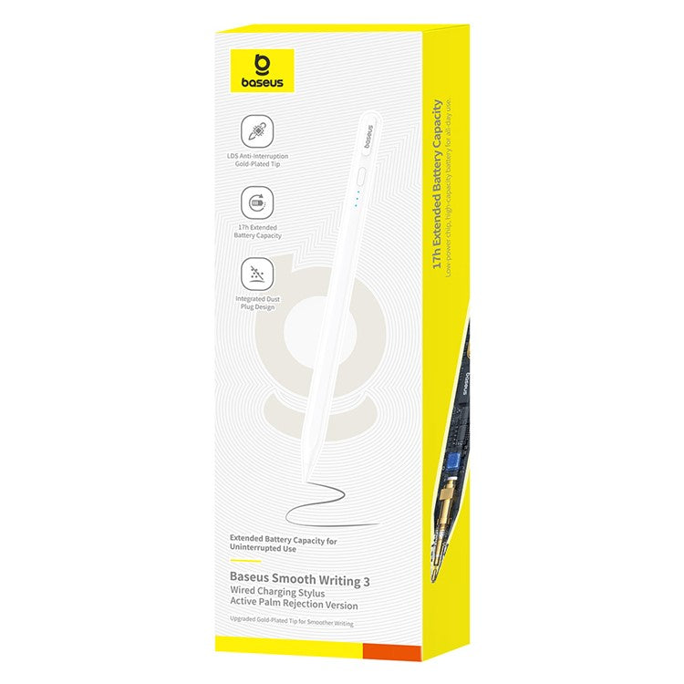BASEUS Smooth Writing 3 Wired Charging Stylus Touch Screen Pen, Active Tilt Sensitivity Version