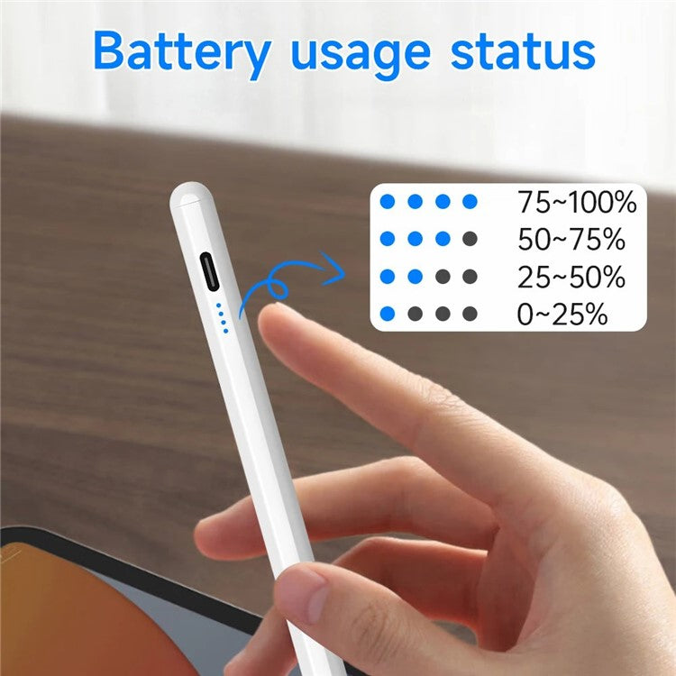 Universal Capacitive Stylus with 4-LED Battery Indicator for iOS and Android Devices