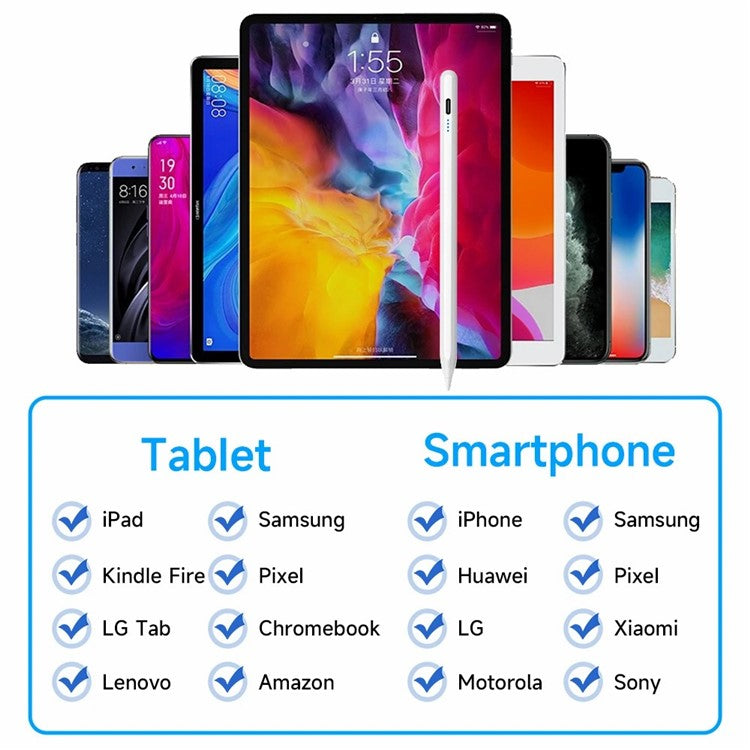 Universal Capacitive Stylus with 4-LED Battery Indicator for iOS and Android Devices