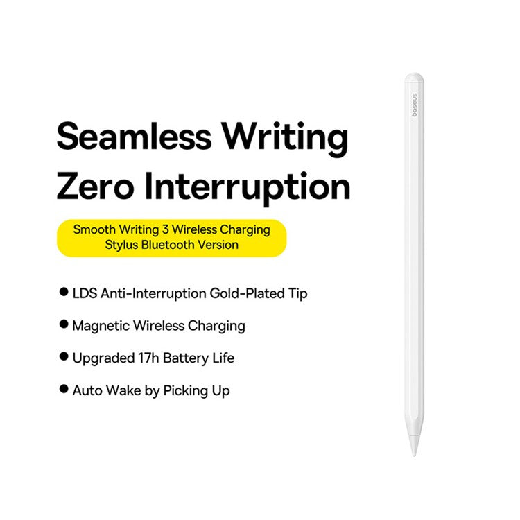 BASEUS Smooth Writing 3 Magnetic Wireless Charging Stylus Pen (Active Wireless Version), White
