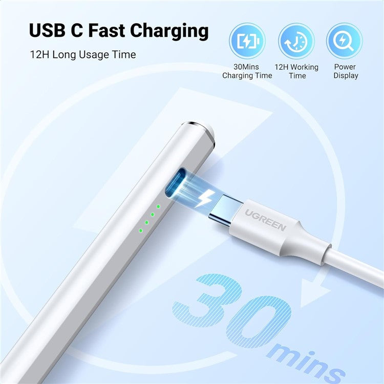 UGREEN Stylus Pen Aluminum Alloy Precise Touch Control Pen with 1.5mm POM Tip For iPad 6 / 7 / 8 / 9 / 10