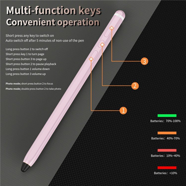 Tablet Phone Stylus Precise Writing Rechargeable Capacitive Pen - Pink