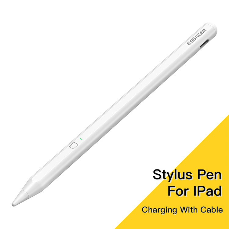 ESSAGER Writing Capacitive Stylus with LED Light Cable Charging Touch Screen Pencil for iPad Air (2022) / Pro 11-inch (2021) / Pro 12.9 (2021) / mini (2021)
