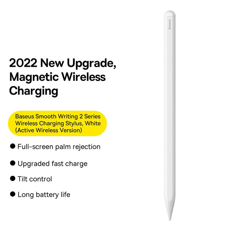 BASEUS Smooth Writing 2 Series Wireless Charging Stylus Portable Touch Screen Capacitive Pencil with Nib (Active Wireless Version) - White