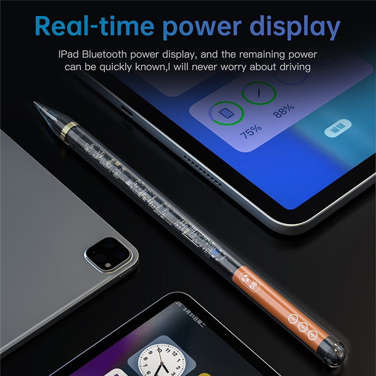 10 Pro Transparent Stylus Pen for iPad Touch Screens Wireless Charging Capacitive Pencil Touch Pen - Black