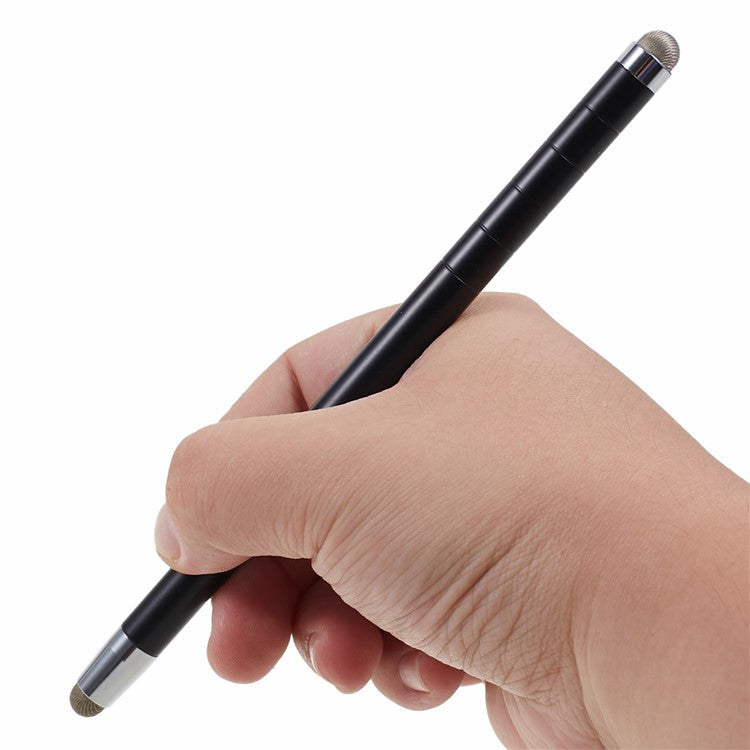 Dual Tips Retractable Passive Stylus Screen Touch Pen for Smooth Writing, Drawing - Black
