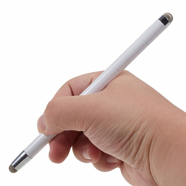 Dual Tips Retractable Passive Stylus Screen Touch Pen for Smooth Writing, Drawing - White
