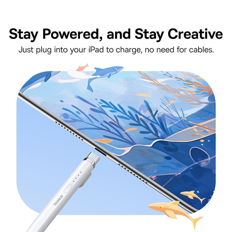 BASEUS Smooth Writing 2 Series Capacitive Stylus Plug-In Type Charging Touch Screen Pencil (Type-C Active Bluetooth Version) - White