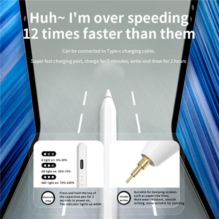 6WP-A KC Super-Fast Charging Pen for iPad Sensitive Lightweight Capacitive Stylus Tablet Writing Drawing Pencil