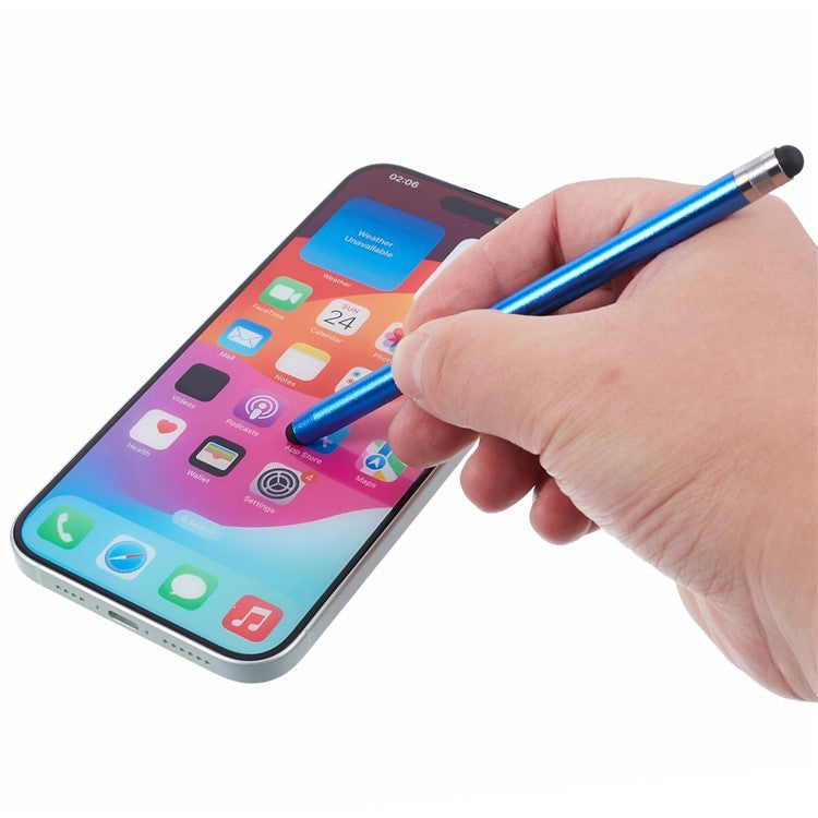 Dual Silicone Tips Passive Stylus Pen Sensitive Touch Writing Drawing Pencil - Dark Blue