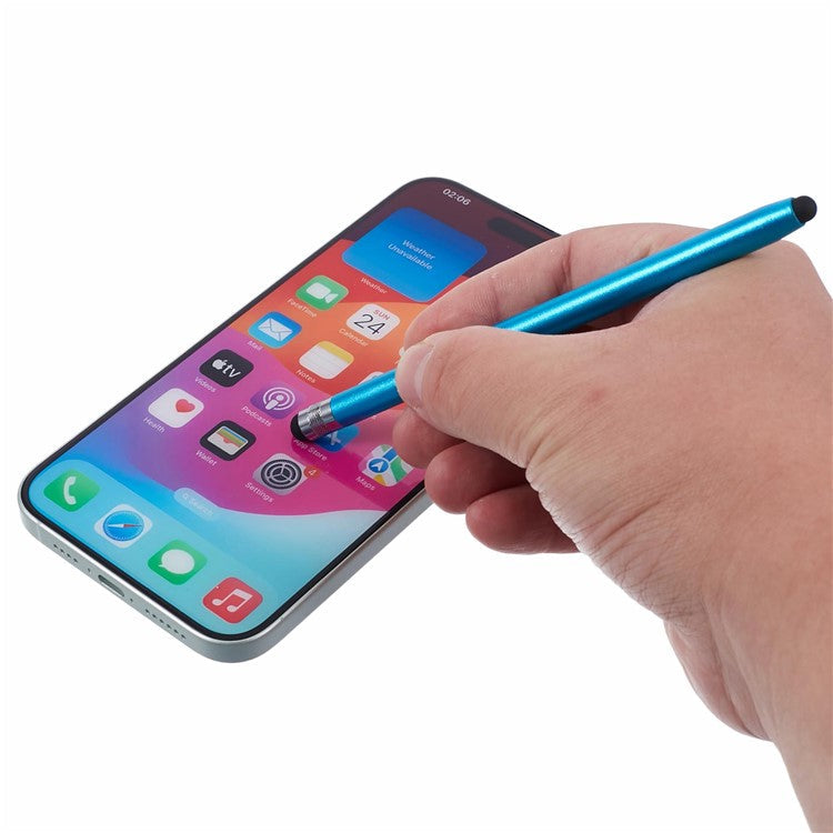 Dual Silicone Tips Passive Stylus Pen Sensitive Touch Writing Drawing Pencil - Blue