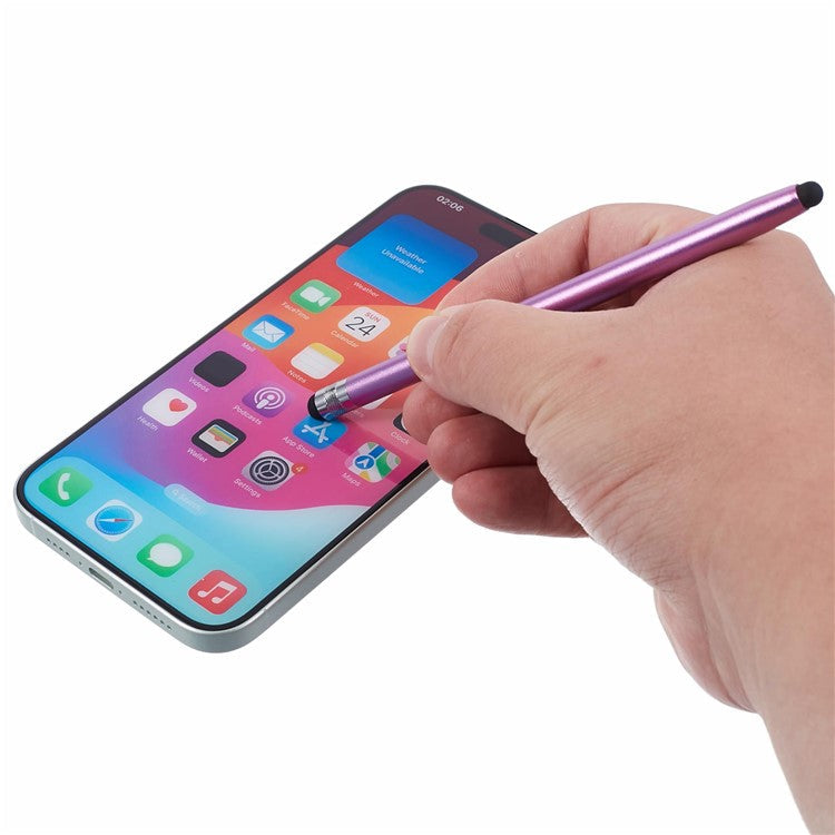 Dual Silicone Tips Passive Stylus Pen Sensitive Touch Writing Drawing Pencil - Purple