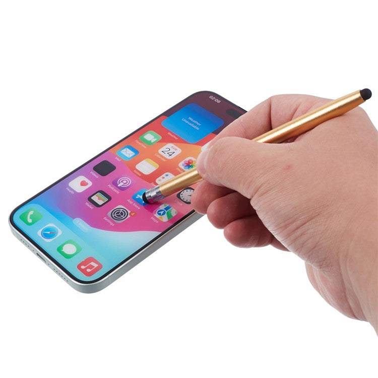 2Pcs Passive Stylus Pen Smooth Writing Drawing Touch Screen Pencil with Dual Silicone Tips - Gold