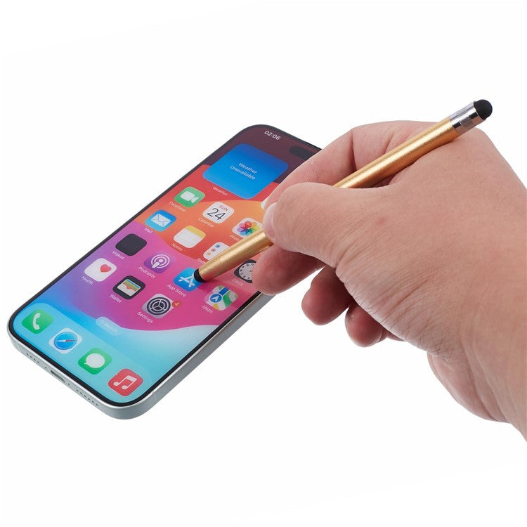 2Pcs Passive Stylus Pen Smooth Writing Drawing Touch Screen Pencil with Dual Silicone Tips - Gold