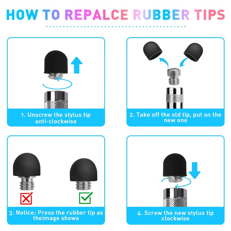 2Pcs Passive Stylus Pen Smooth Writing Drawing Touch Screen Pencil with Dual Silicone Tips - Silver