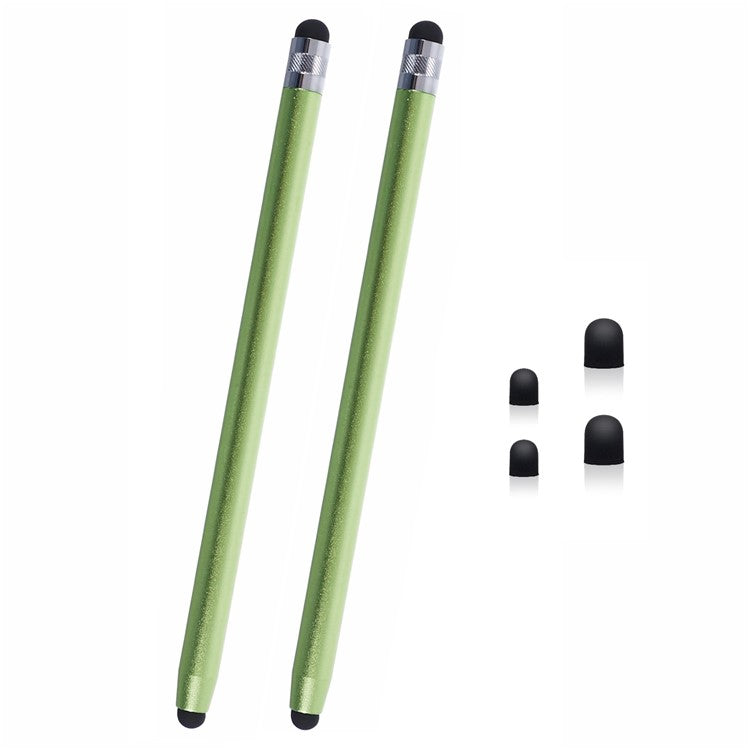 2Pcs Passive Stylus Pen Smooth Writing Drawing Touch Screen Pencil with Dual Silicone Tips - Light Green