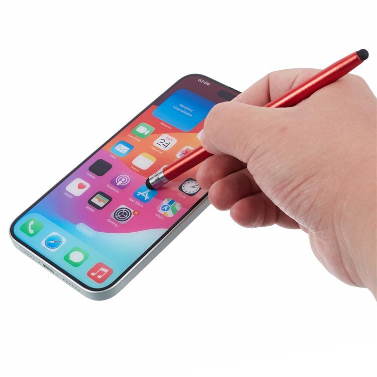 2Pcs Passive Stylus Pen Smooth Writing Drawing Touch Screen Pencil with Dual Silicone Tips - Red