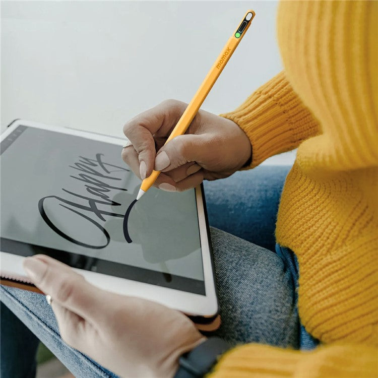 MOMAX Mag Link Pop Tablet Stylus Pen Type-C Charging Port Palm Rejection Capacitive Pen - Yellow