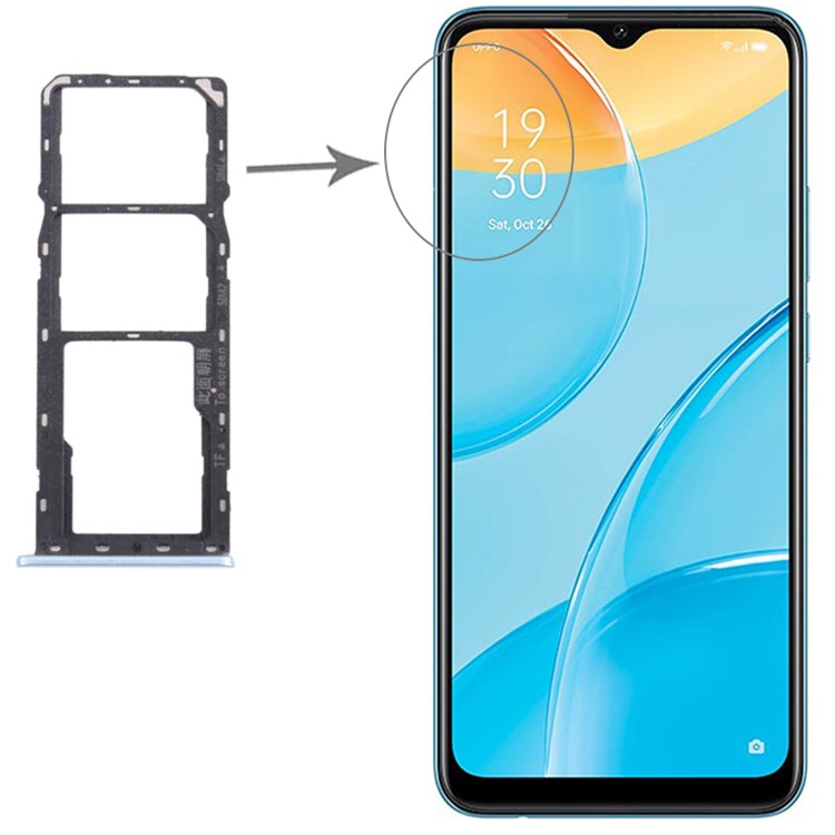 For OPPO A15 CPH2185 Dual SIM Cards + TF Card Tray Holder Replacement (without Logo) - Blue