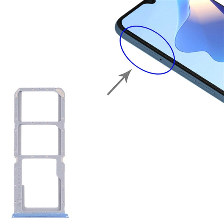 For Oppo A16 CPH2269/A16s CPH2271 Dual SIM Cards + Single TF Card Tray Holder Replacement (without Logo) - Blue