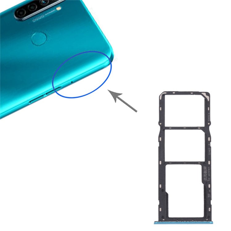For Realme 5i RMX2030, RMX2032 Dual SIM Cards + Single TF Card Tray Holder Replacement (without Logo) - Green