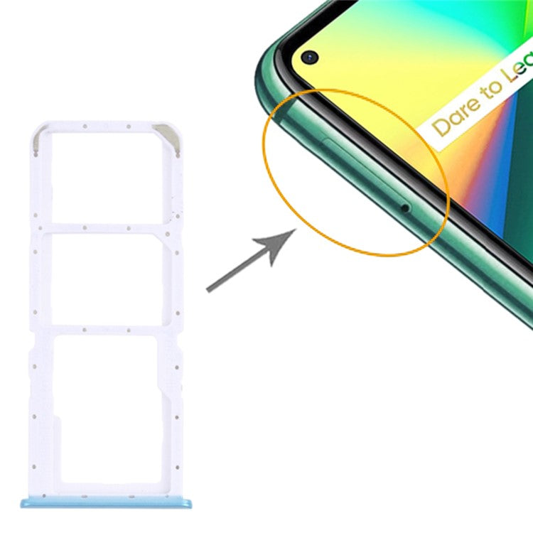 For Realme 7i (Asia) RMX2103 Dual SIM Cards + Single TF Card Tray Holder Replacement (without Logo) - Blue