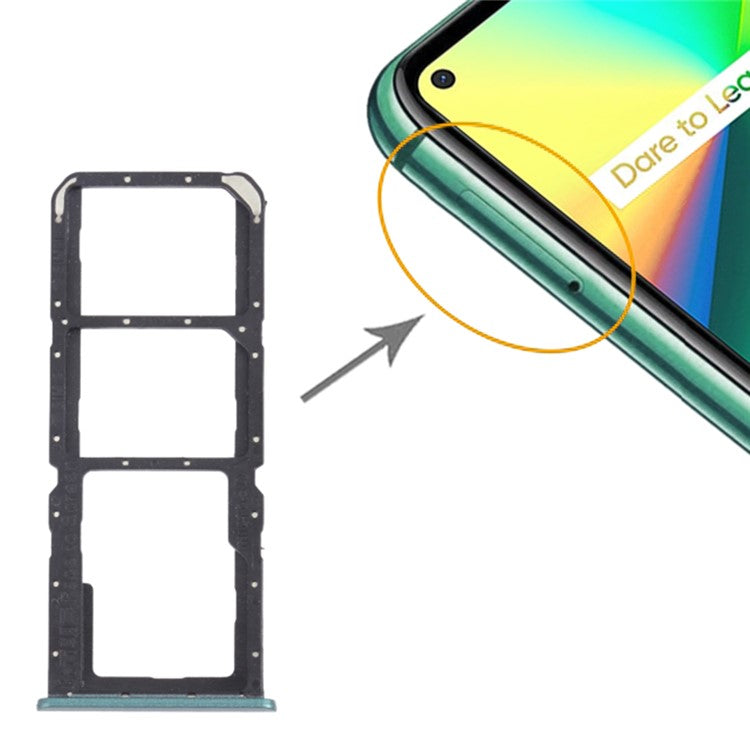 For Realme 7i (Asia) RMX2103 Dual SIM Cards + Single TF Card Tray Holder Replacement (without Logo) - Green