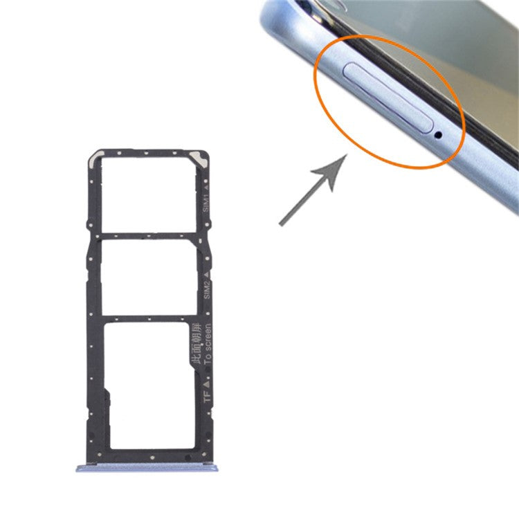 For Realme 7 5G RMX2111 Dual SIM Cards + Single TF Card Tray Holder Replacement (without Logo) - Blue