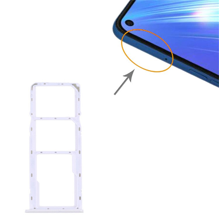 For Realme 6 Dual SIM Cards + Single TF Card Tray Holder Replacement (without Logo) - White