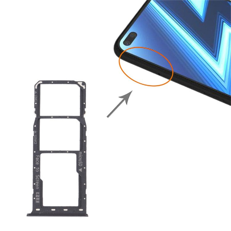 For Realme 6 Pro RMX2061, RMX2063 Dual SIM Cards + Single TF Card Tray Holder Replacement (without Logo)