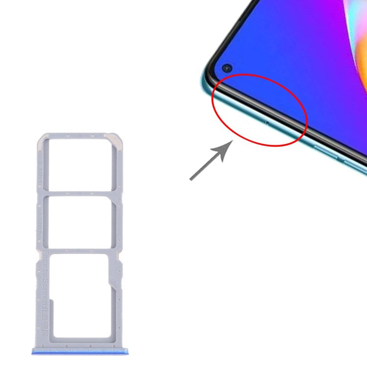 For Oppo A54 5G/4G Dual SIM Cards + Single for SD Card Tray Holder Replacement (without Logo) - Blue