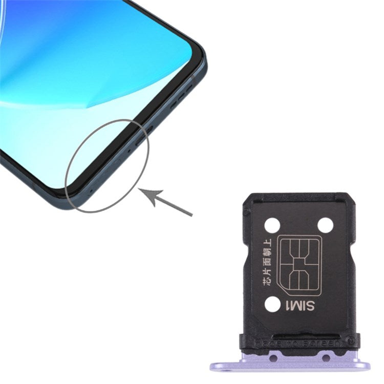 For Oppo Reno6 5G PEQM00, CPH2251 Dual SIM Card Tray Holder Replacement (without Logo) - Purple