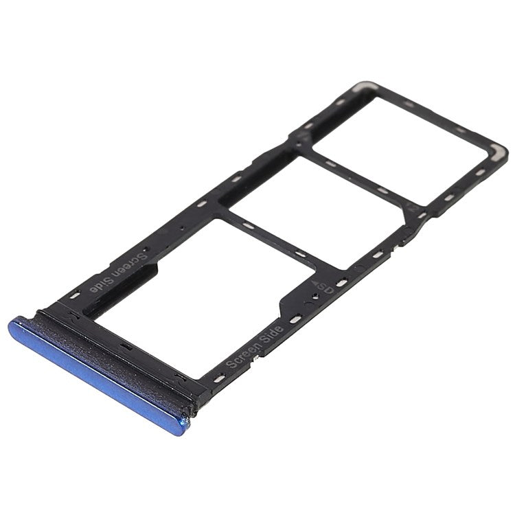 For Tecno Spark 6 Air KE6, KE6j, KF6 Dual SIM Cards + Single SD Card Tray Holder Replacement (without Logo) - Blue