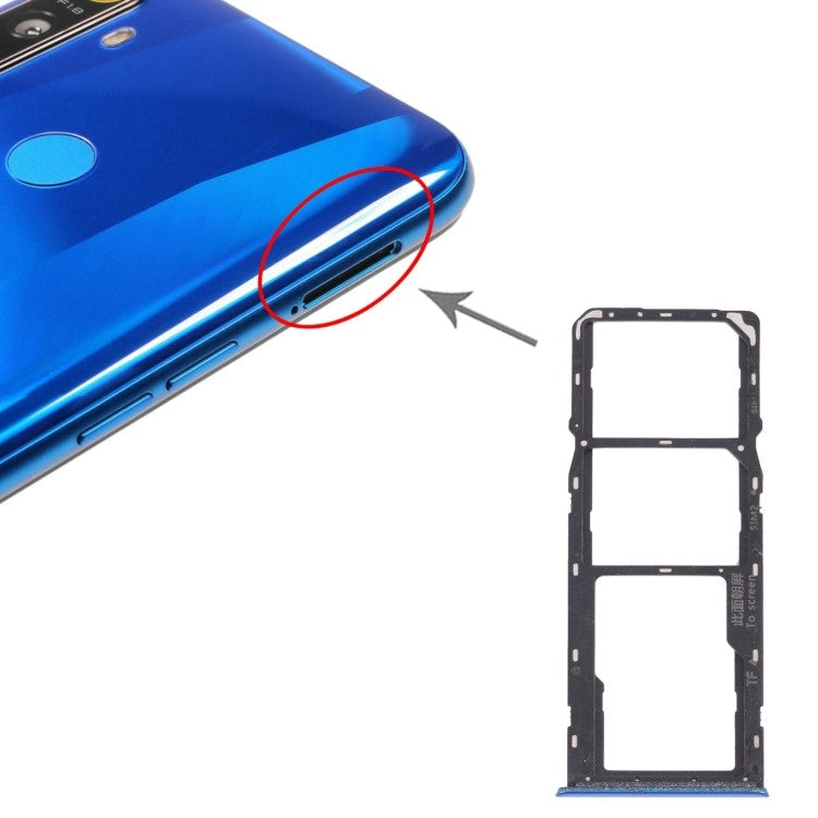 For OPPO Realme 5 Dual SIM Card + TF Card Tray Holder Replacement (without Logo) - Blue