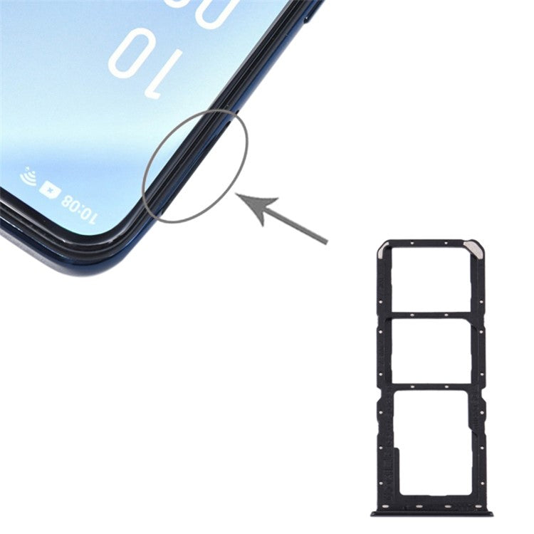 For OPPO A91 / F15 Dual SIM Card + TF Card Tray Holder Replacement (without Logo) - Black