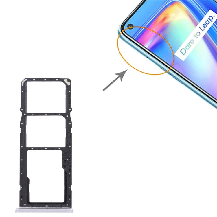 For Realme 7 (Global) / Realme 7 (Asia) Dual SIM Card + TF Card Tray Holder Replacement Part (without Logo) - Silver