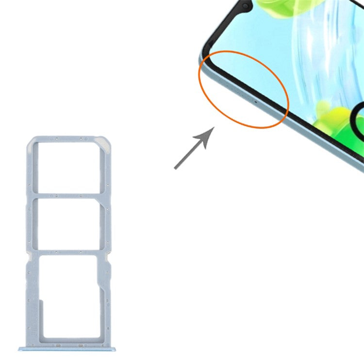 For Realme C30 4G Dual SIM Card + TF Card Tray Holder Replacement Part (without Logo) - Blue