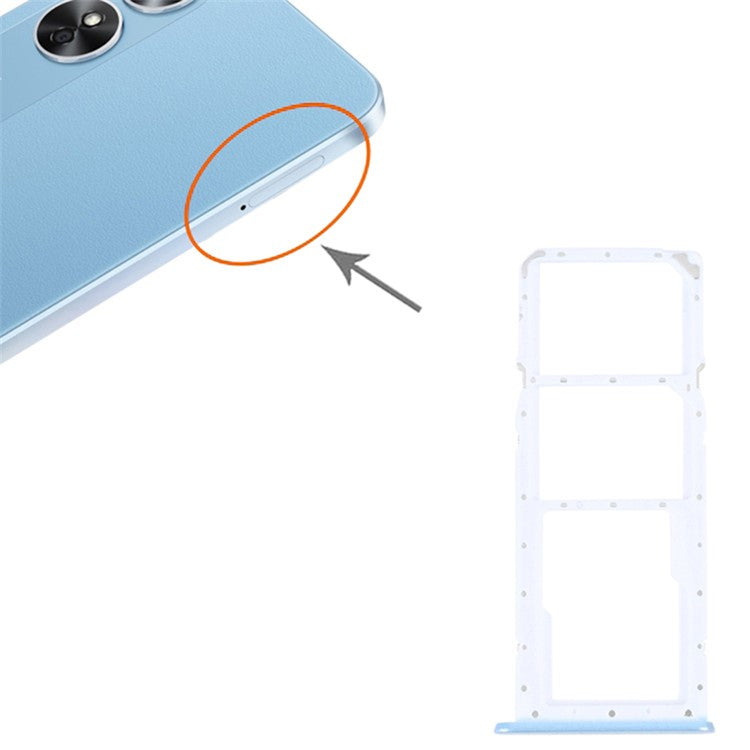 For Oppo A17 4G Dual SIM Card + TF Card Tray Holder Replacement Part (without Logo) - Blue