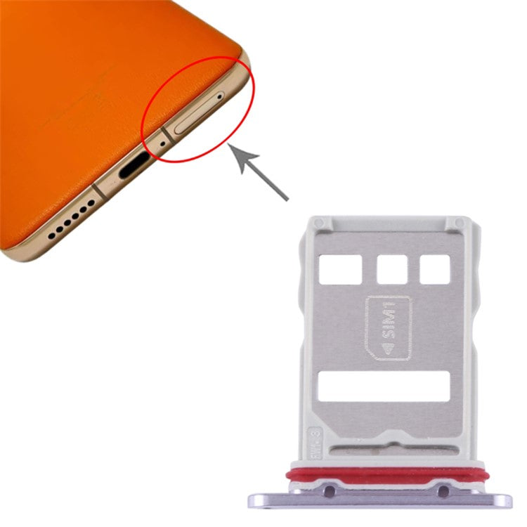For Huawei Mate 50 4G SIM Card Tray Holder Replacement Part (without Logo) - Purple