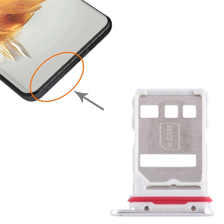 For Huawei Mate 50 Pro 4G SIM Card Tray Holder Replacement Part (without Logo) - Silver